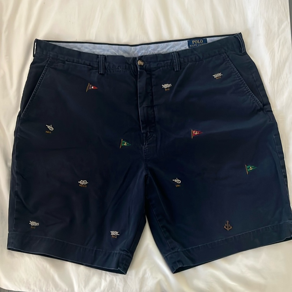 Men’s Polo Ralph Lauren Navy Embroidered Shorts 42